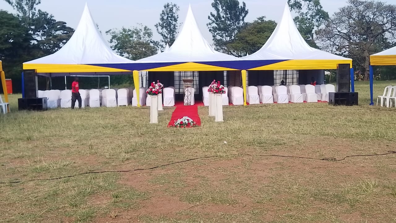 Birthday party celebration with decorated tables and happy guests